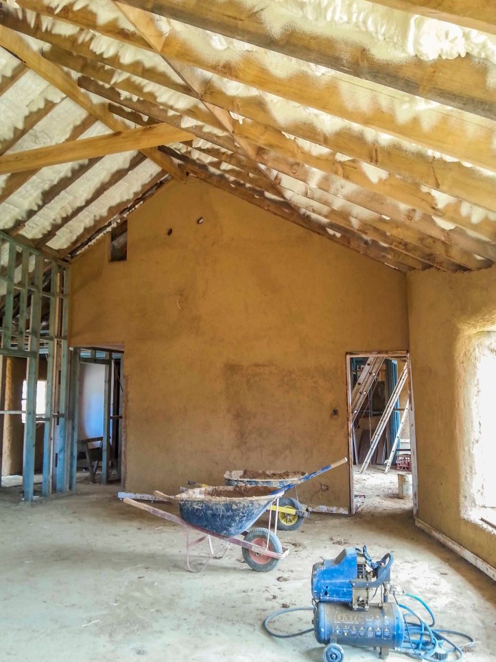 205 Corkin_28internal cob wall, ventilation and roof insulation foam